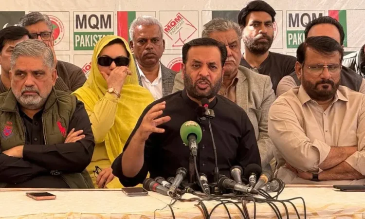 MQM Pakistan leader and Federal Health Minister Mustafa Kamal speaking on federal control for Karachi