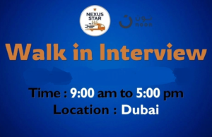 Nexus Star Delivery Services Walk in Interview in Dubai