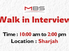 Memaar Building Systems Walk in Interview in Sharjah