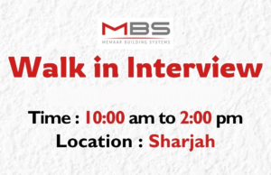 Memaar Building Systems Walk in Interview in Sharjah
